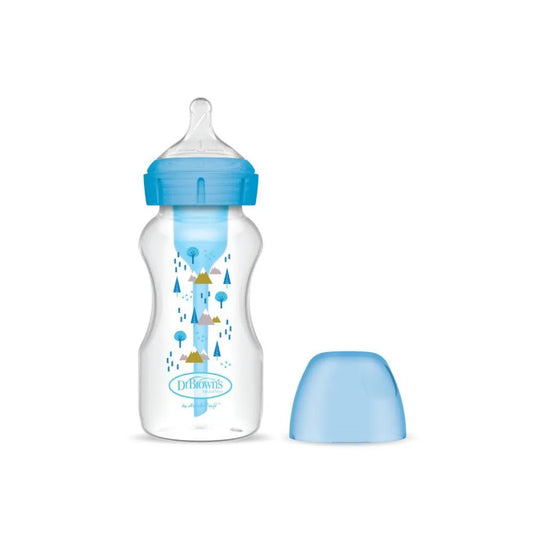 Biberón Options+ Boca Ancha Celeste 0m+ 270 ML Dr. Browns