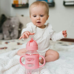 Biberón de Transición con Cañita Boca Ancha 9oz Rosa Dr. Browns