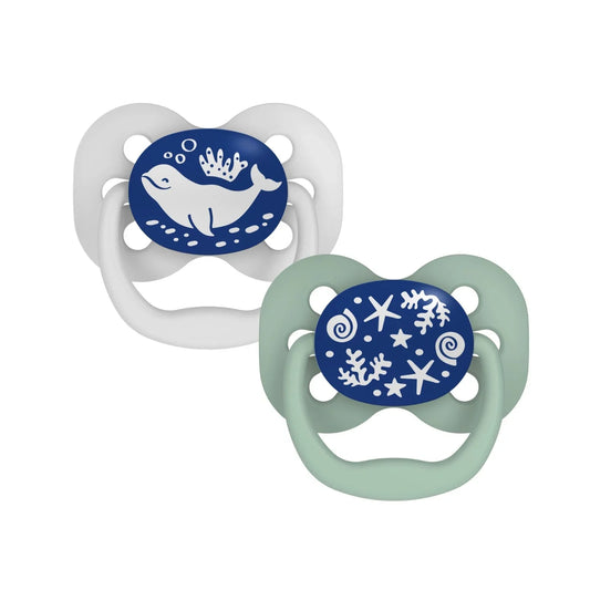 Set x2 Chupones Advantage de 0 a 6 meses Marino Brillan en la Oscuridad Dr. Browns