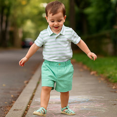 Polo Cuello Camisero Rayas Verde - Compostura