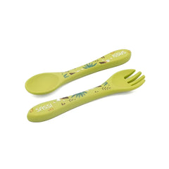 Kit de tenedor y cuchara de Silicona Cracky El Dinosaurio - Sassi