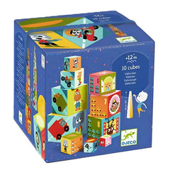 10 Cubos para Apilar- Vehiculos - Djeco