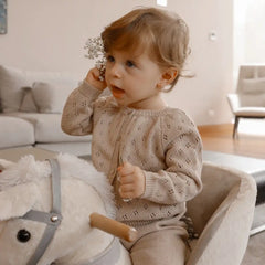 Conjunto Tejido Diamantes Beige