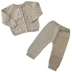 Conjunto Tejido Diamantes Beige