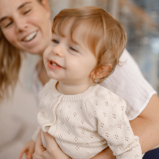 Conjunto Tejido Diamantes Crema