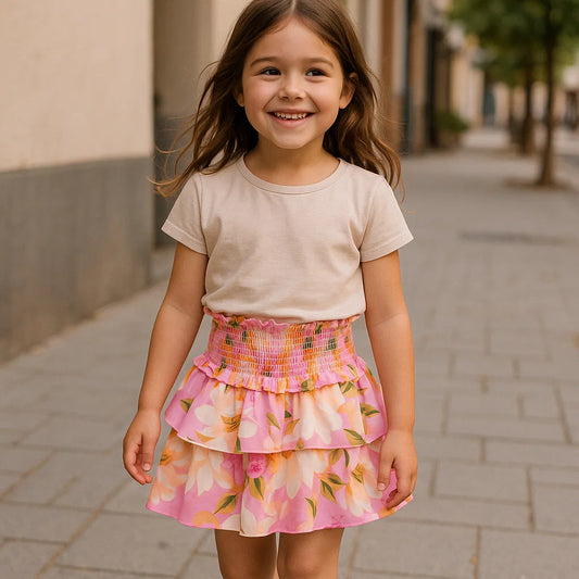 Falda Floral Rosa - Compostura