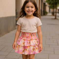 Falda Floral Rosa - Compostura