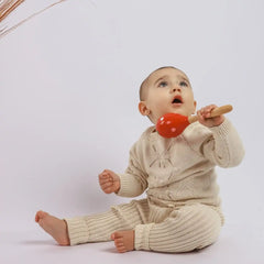 Conjunto Tejido Ternura Floral Crema