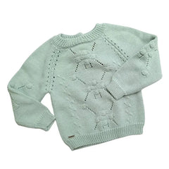 Conjunto Tejido Ternura Floral Verde Agua