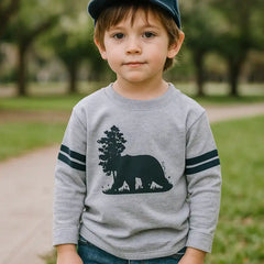 Polo Manga Larga Gris Oso de Anteojos