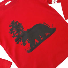 Polo Manga Larga Rojo Oso de Anteojos