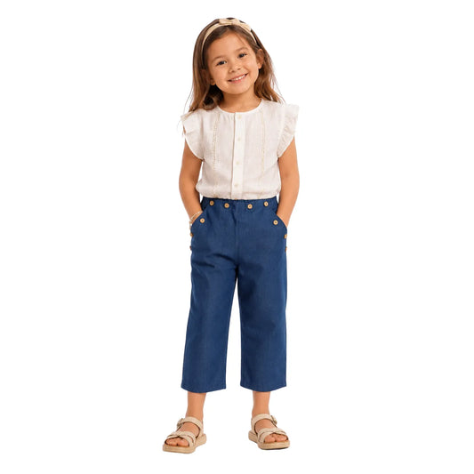 Pantalón Cropped Lauren Azul - Compostura