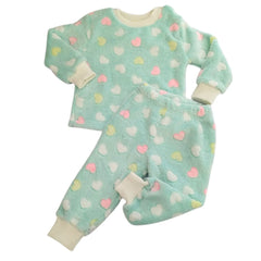 Pijama Bebé Afelpada Corazones Verde - Compostura