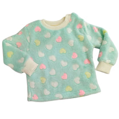 Pijama Bebé Afelpada Corazones Verde - Compostura