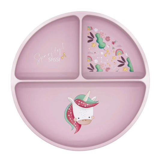 Plato de Silicona con División y Ventosa Sparkly El Unicornio - Sassi
