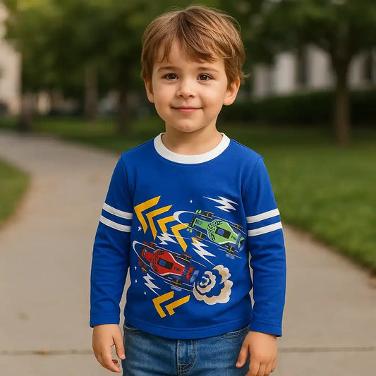 Polo Manga Larga Azulino Cars