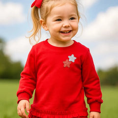 Polo Manga Larga Rojo Estrella