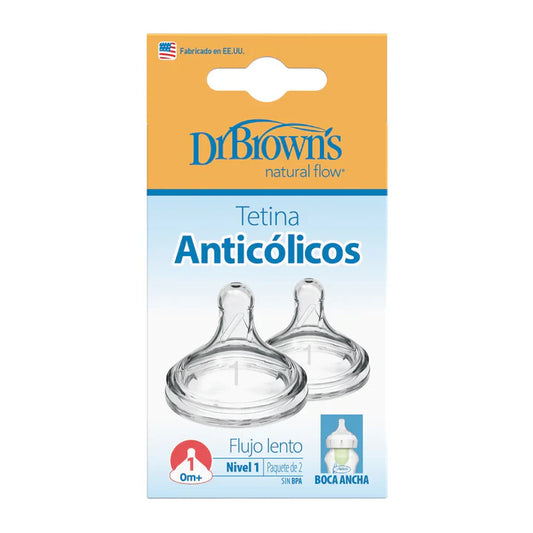 Set x2 Tetinas Nivel 1 0M+ Boca Ancha Dr. Browns