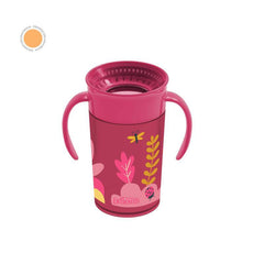 Vaso de Transición sin Boquilla Fucsia con Asas 10oz