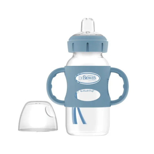 Biberón de Transición con Boquilla Boca Ancha 9oz Azul Dr. Browns