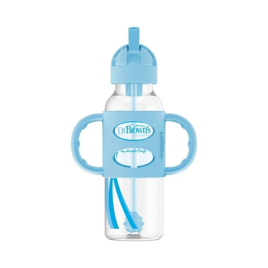 Biberón de Transición con Cañita Boca Estrecha Azul 8oz
