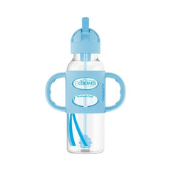 Biberón de Transición con Cañita Boca Estrecha Azul 8oz