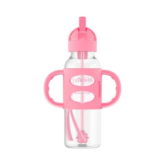 Biberón de Transición con Cañita Boca Estrecha Rosa 8oz