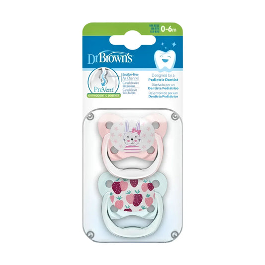 Set x2 Chupones PreVent de 0 a 6 meses Conejita Rosa Dr. Browns