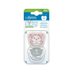 Set x2 Chupones PreVent de 0 a 6 meses Erizo Rosado Dr. Browns