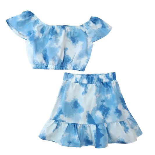 Conjunto Croptop y Falda Cielo - Compostura