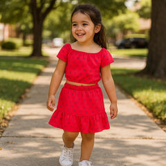 Conjunto Croptop y Falda Rojo - Compostura