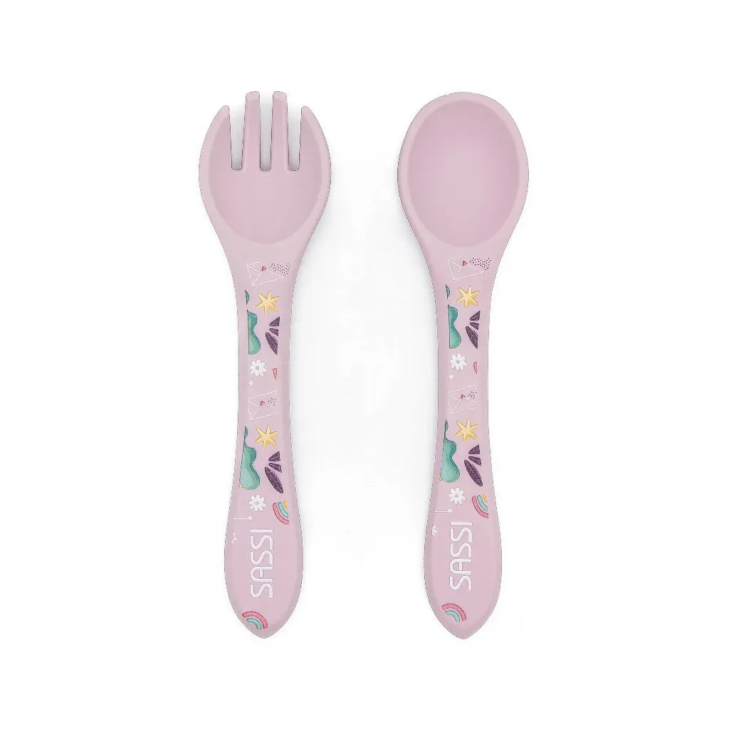 Kit de tenedor y cuchara de Silicona Sparkly El Unicornio - Sassi