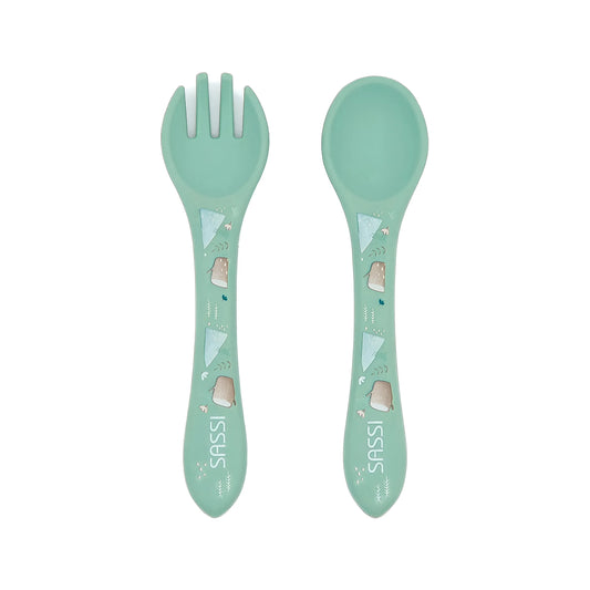 Kit de tenedor y cuchara de Silicona Munchy El Oso - Sassi