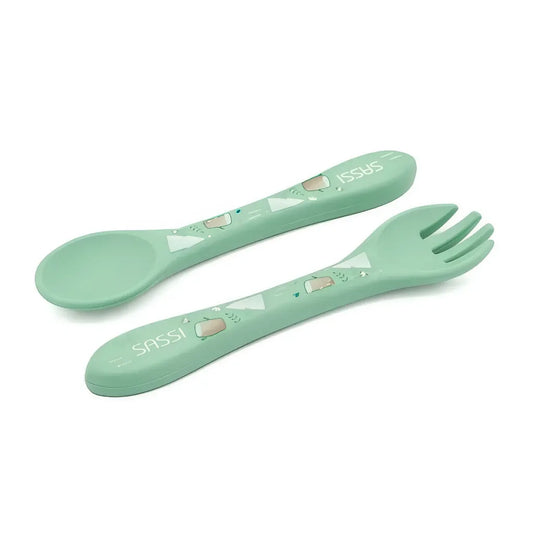 Kit de tenedor y cuchara de Silicona Munchy El Oso - Sassi
