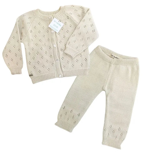 Conjunto Tejido Diamantes Crema