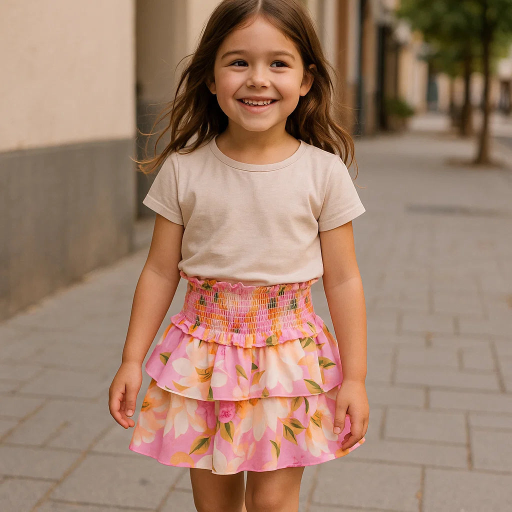 Falda Floral Rosa - Compostura