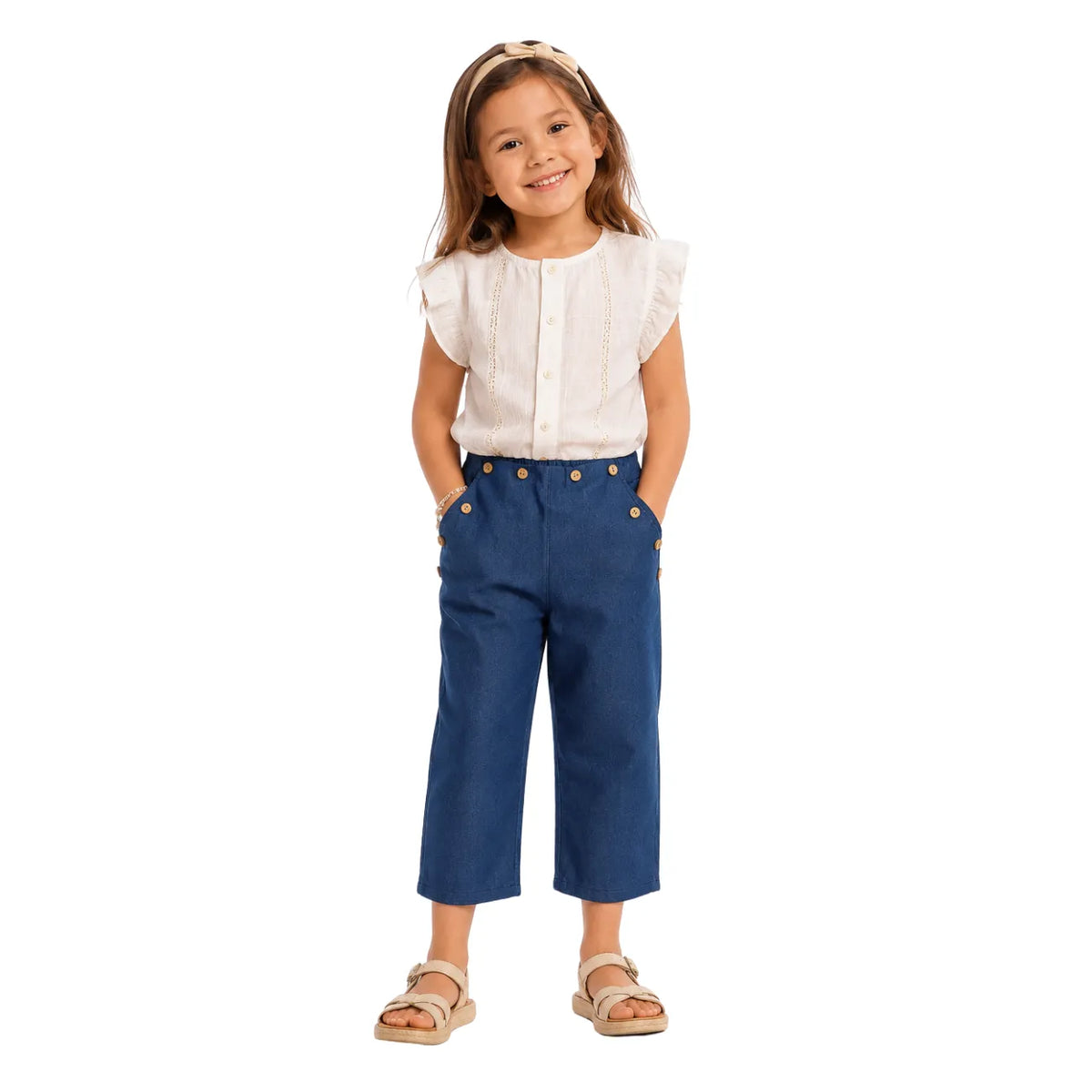 Pantalón Cropped Lauren Azul - Compostura