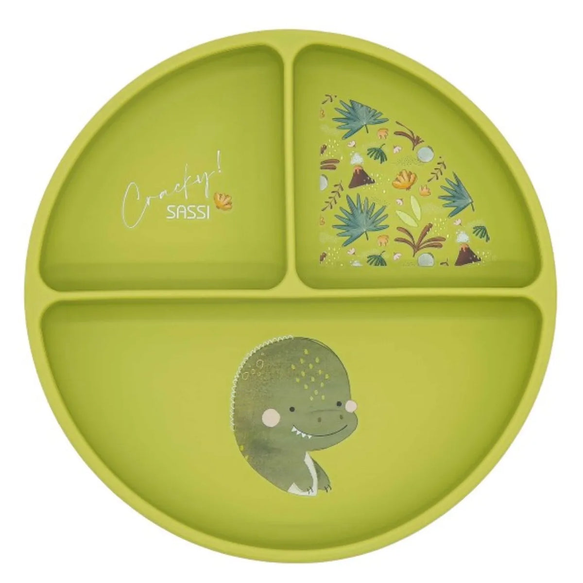 Plato de Silicona con División y Ventosa Cracky El Dinosaurio - Sassi