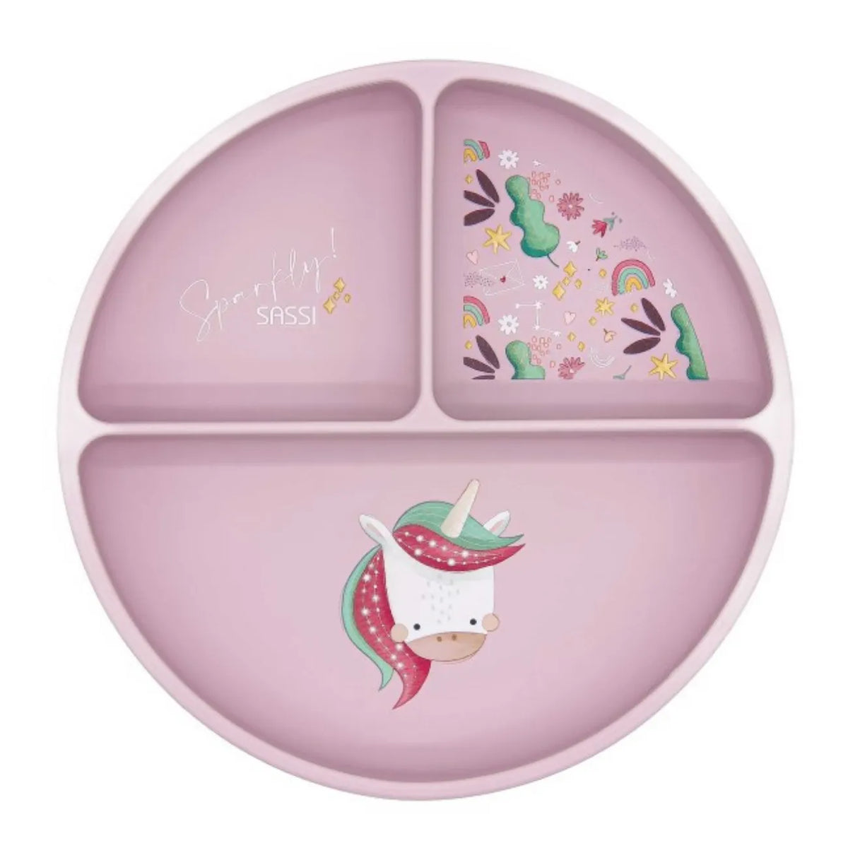Plato de Silicona con División y Ventosa Sparkly El Unicornio - Sassi