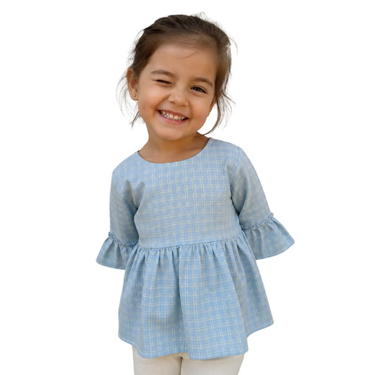 Blusa Cool Cuadros Celeste - Compostura