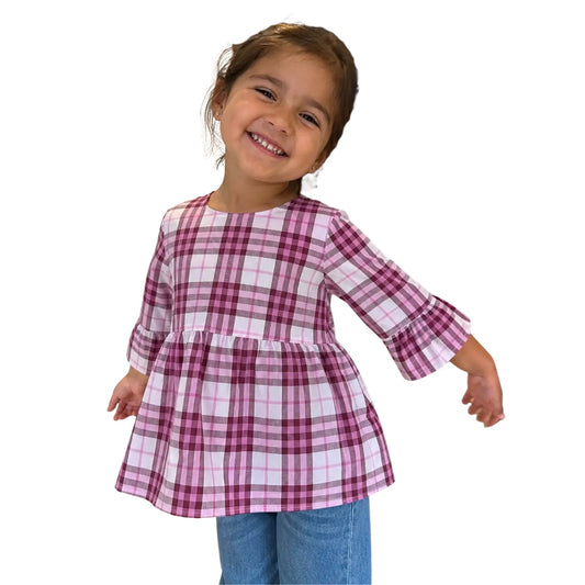 Blusa Cool Cuadros Malva - Compostura