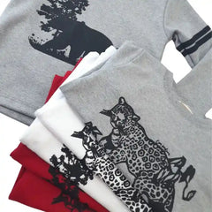 Polo Manga Larga Gris Oso de Anteojos