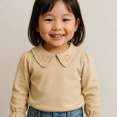 Polo Beige con Flor Bordada - Compostura