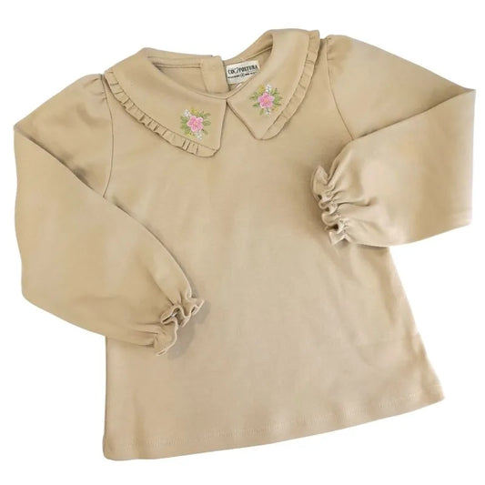 Polo Beige con Flor Bordada - Compostura