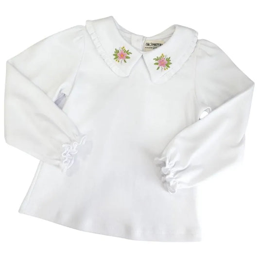 Polo Blanco con Flor Bordada - Compostura