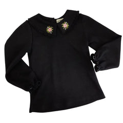 Polo Negro con Flor Bordada - Compostura