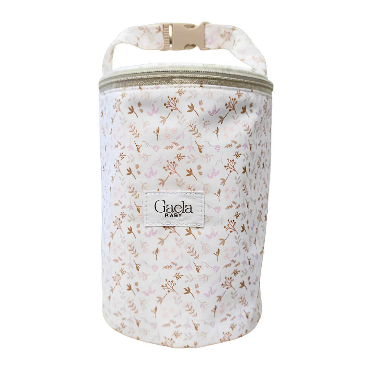Portabiberón Flores Beige - Gaela Baby