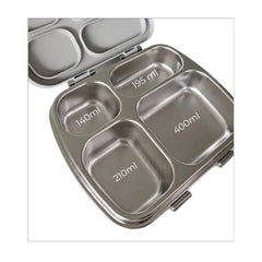 Lonchera Bandeja de Acero 4 Divisiones Gris - Purity