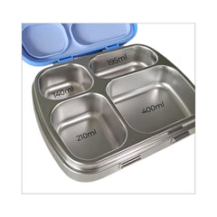 Lonchera Bandeja de Acero 4 Divisiones Azul - Purity