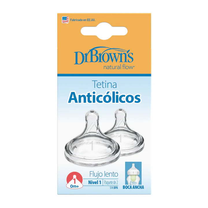 Set x2 Tetinas Nivel 1 0M+ Boca Ancha Dr. Browns